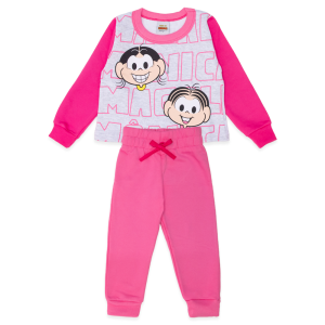 Conjunto Moletom Mônica e Magali Rosa e Mescla - Feminino Bygus