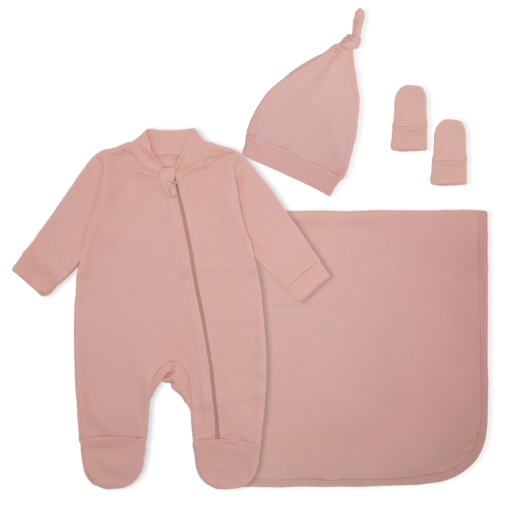 Kit Saída Maternidade Liso Salmão Mescla Baby - Feminino
