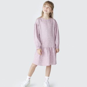 Vestido Manga Longa Lilás Estampado Hering - Feminino