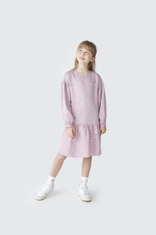 Vestido Manga Longa Lilás Estampado Hering - Feminino