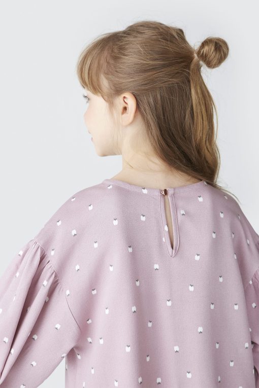Vestido Manga Longa Lilás Estampado Hering - Feminino - Imagem 3