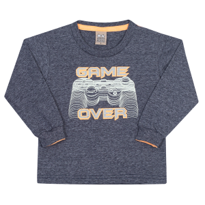 Camiseta Manga Longa Game Marinho/Laranja Randa Mundu - Masculina