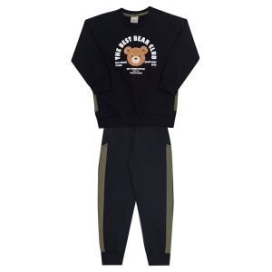 Conjunto Moletom Peluciado Bear Club Preto Randa Mundu - Masculino