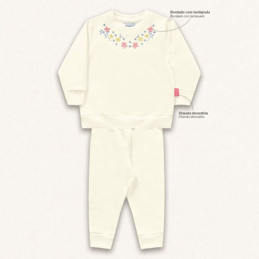 Conjunto Moletom Blusão e Calça Bordado Bebê Fakini - Feminino - Imagem 2