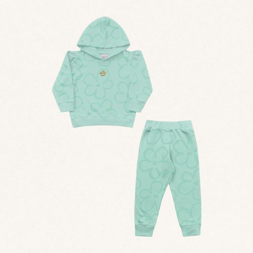 Conjunto Moletom Jaqueta e Calça Peluciado Flores Fakini - Feminino - Imagem 2