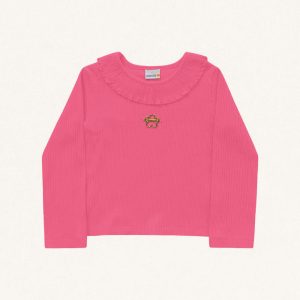 Blusinha Manga Longa Canelada Gola Babado Fakini - Feminina