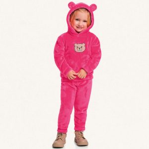 Alternative view of Conjunto Peluciado Bordado Ursinho Rosa Fakini - Feminino