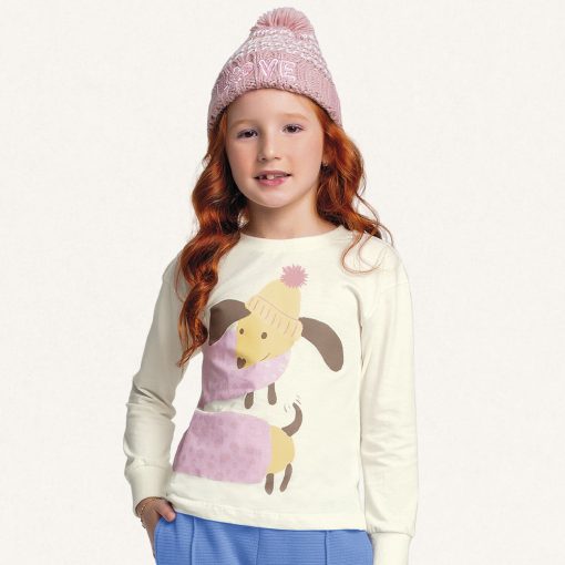 Blusinha Manga Longa Estampada Cachorrinho Fakini - Feminina - Imagem 2