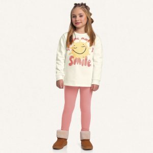 Conjunto Blusão Moletom e Legging Smile Coral Fakini - Feminino