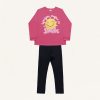 Conjunto Blusa Moletom e Legging Smile Rosa Fakini - Feminino