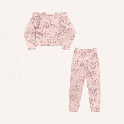 Conjunto Blusa e Calça Moletom Estampa Laços com Babados Fakini - Feminino - Imagem 2