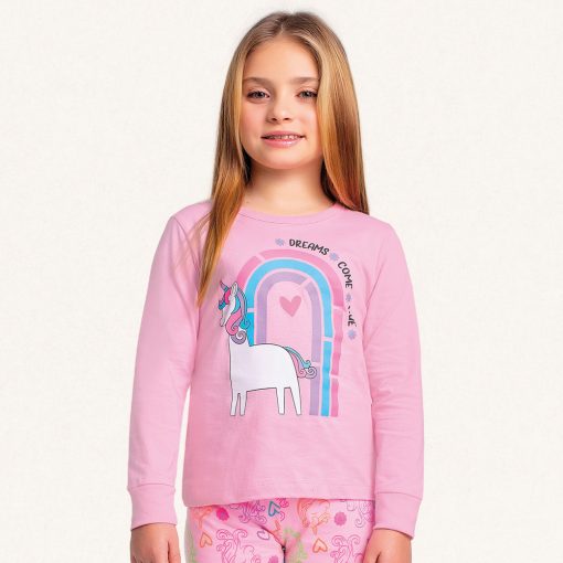 Conjunto Pijama Manga Longa Unicórnio Fakini - Feminino - Imagem 3