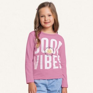 Blusinha Manga Longa Good Vibes Rosa Fakini – Feminina