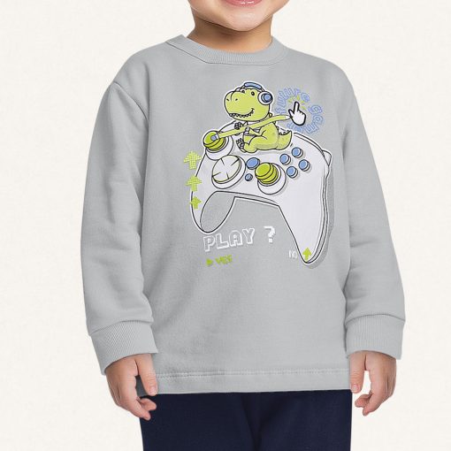 Conjunto Moletom Play Dino Cinza Fakini – Masculino - Imagem 3
