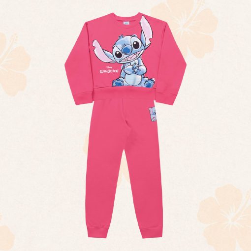 Conjunto Moletom Blusa e Calça Peluciado Lilo e Stitch Fakini - Feminino - Imagem 2