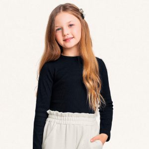 Blusinha Manga Longa Malha Preta Fakini - Feminina