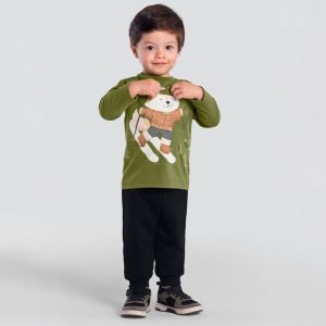 Alternative view of Conjunto Camiseta Manga Longa e Calça Moletinho Verde Brandili - Masculino