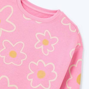 Alternative view of Conjunto Blusão Moletom e Calça Legging Rosa Flores Hering - Feminino