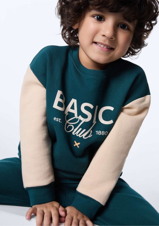 Conjunto Manga Longa Moletom Basic Club Verde Hering - Masculino - Imagem 2