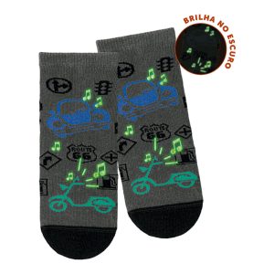 Meia Infantil Estampa que Brilha no Escuro Leke - Masculina