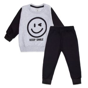 Conjunto Moletom Keep Smile Matelassê Preto - Masculino Bygus
