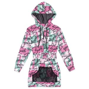 Alternative view of Vestido Manga Longa Capuz com Zíper Estampado Menina Anjo - Feminino