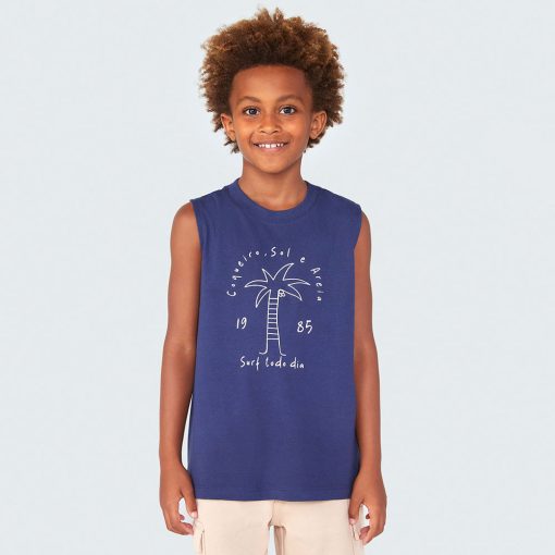 Camiseta Regata Estampada Azul Coqueiro Hering - Masculina