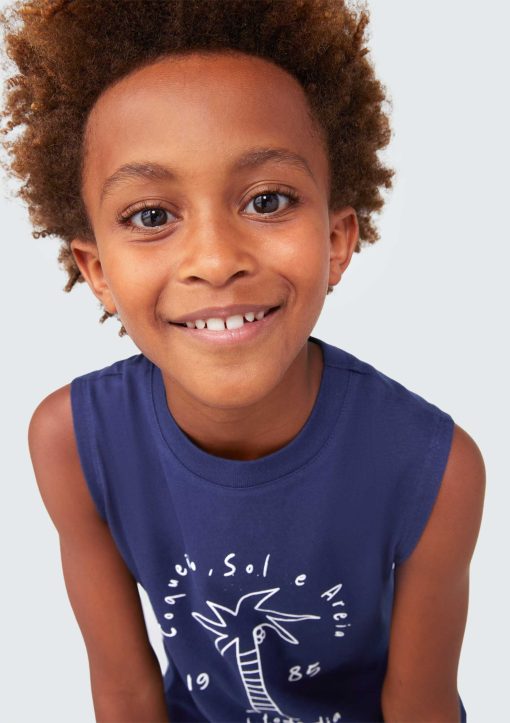 Camiseta Regata Estampada Azul Coqueiro Hering - Masculina - Imagem 2