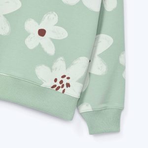 Alternative view of Blusão Moletom Estampado Flores Verde Hering - Feminino