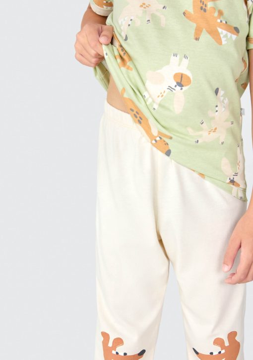 Pijama Camiseta Manga Curta e Calça Estampado Cachorrinho Verde Hering - Masculino - Imagem 3