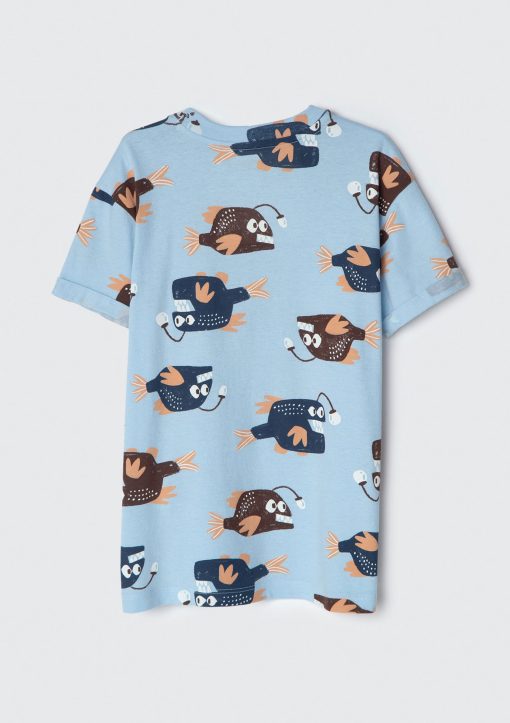 Conjunto Pijama Manga Curta Estampado Peixinhos Hering - Masculino - Imagem 3