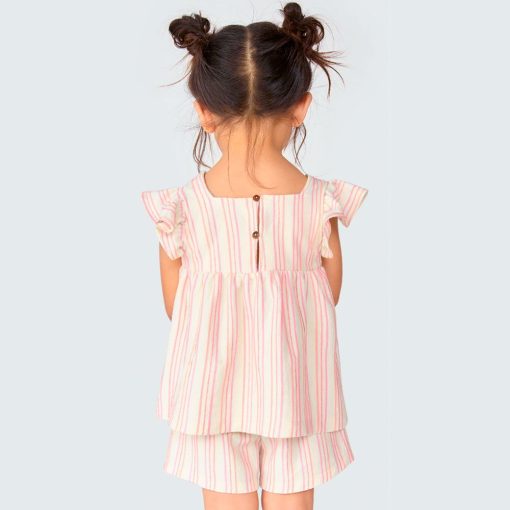 Conjunto de Bata e Shorts Listrado Rosa Hering - Feminino - Imagem 2