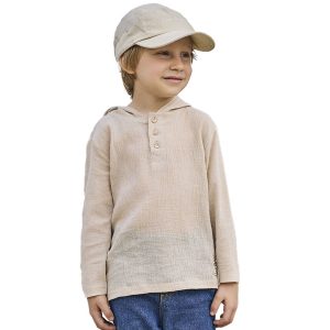 Camiseta Manga Longa com Capuz Tecido Gaze Perceft Boys - Masculina
