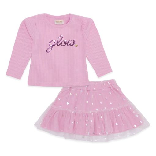 Conjunto Blusa em Malha Crepada e Saia de Tule Glow Pokotinha - Feminina - Imagem 2