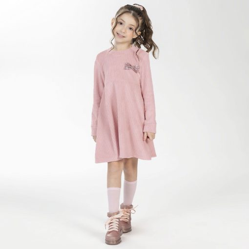 Vestido Manga Longa Aveludado com Laço Cativa - Feminino - Imagem 3