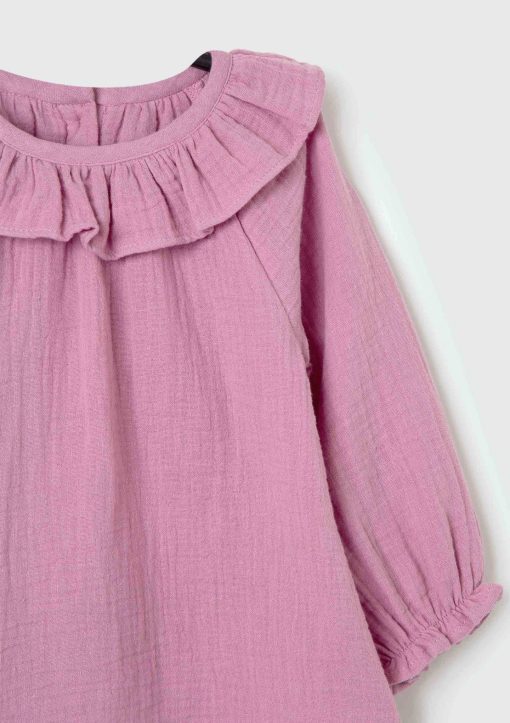Blusa Bata Manga Longa com Babado Rosa Hering - Feminina - Imagem 2