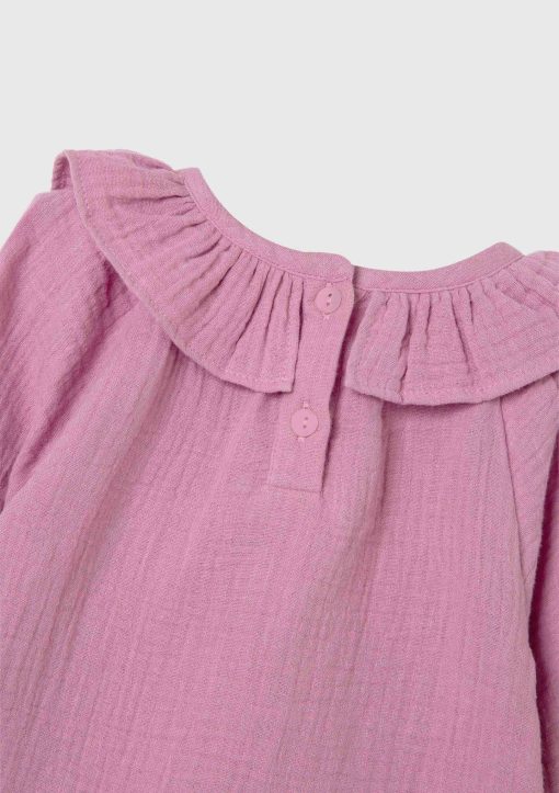 Blusa Bata Manga Longa com Babado Rosa Hering - Feminina - Imagem 3