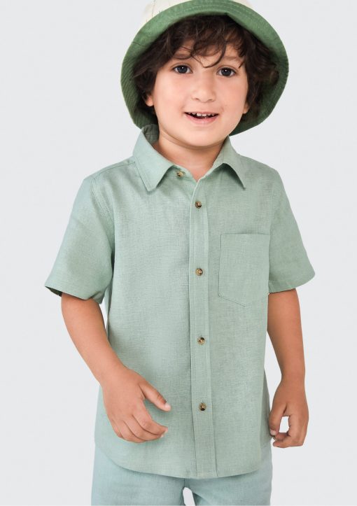 Camisa Manga Curta Linho Verde Hering - Masculina - Imagem 2