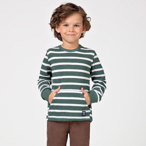 Camiseta Manga Longa Listrada Boldo Canguru Onda Marinha - Masculina