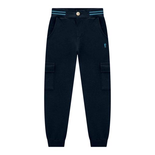 Calça Jogger Moletinh com Botão e Bolsos Laterais Onda Marinha - Masculina - Imagem 2