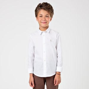 Camisa Social Manga Longa Tricoline Bordada Onda Marinha - Masculina