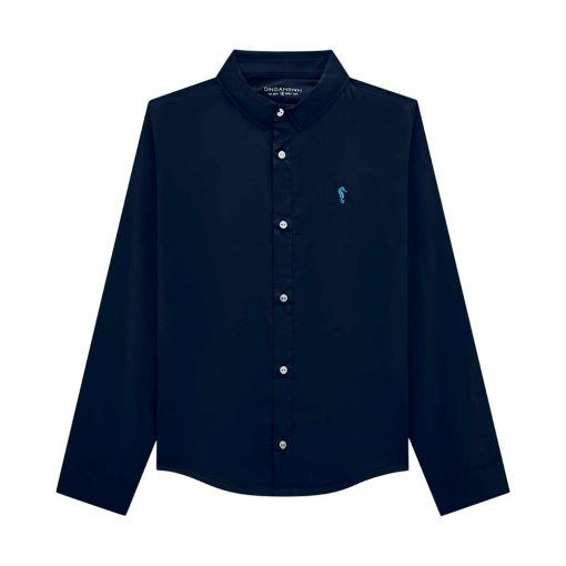 Camisa Social Manga Longa Tricoline Bordada Onda Marinha - Masculina - Imagem 2