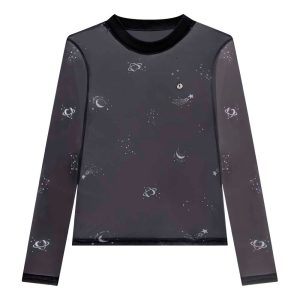 Alternative view of Blusinha Manga Longa em Tule com Elastano Nina Go - Feminina