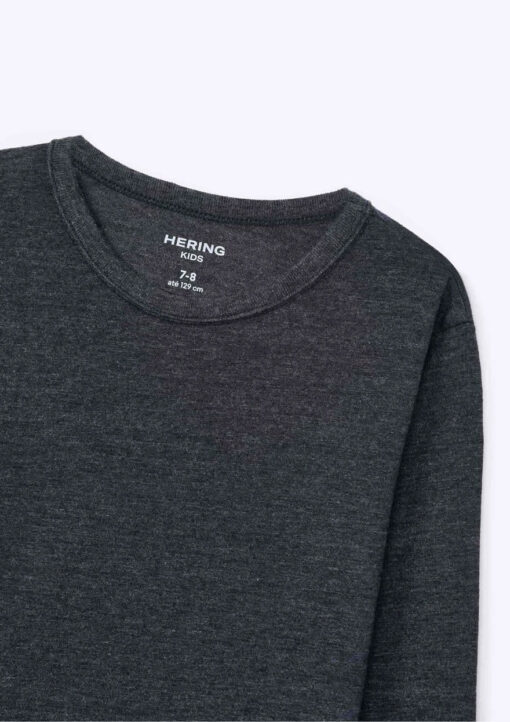 Camiseta Manga Longa Básica Cinza Chumbo Hering - Unissex - Imagem 2