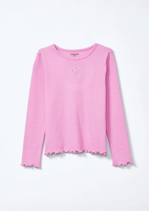 Blusinha Manga Longa Bordada Coração Rosa Hering - Feminina - Imagem 4