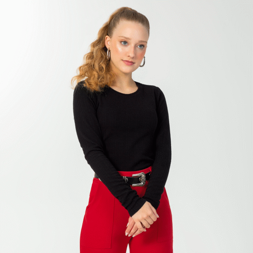 Blusinha Manga Longa Tricot Trabalhado Leve Cativa - Feminina - Imagem 2
