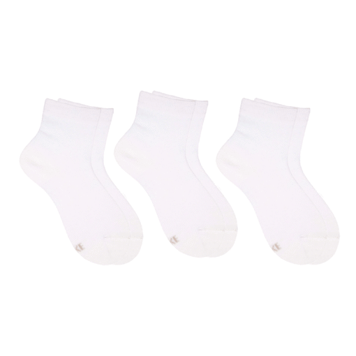 Kit 3 Meias Cano Baixo Brancas Leke - Unissex