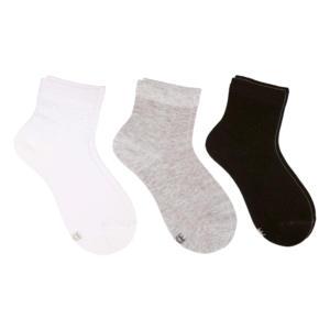 Kit 3 Meias Soquete Branca, Preta e Mescla Leke - Unissex