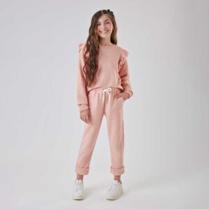 Conjunto Blusão Boxy e Calça Slim Moletinho Canelado Nina Go! - Feminino