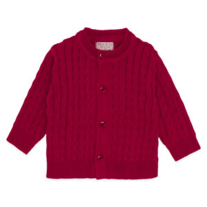 Casaquinho Tricot Trançado Unissex - Vermelho